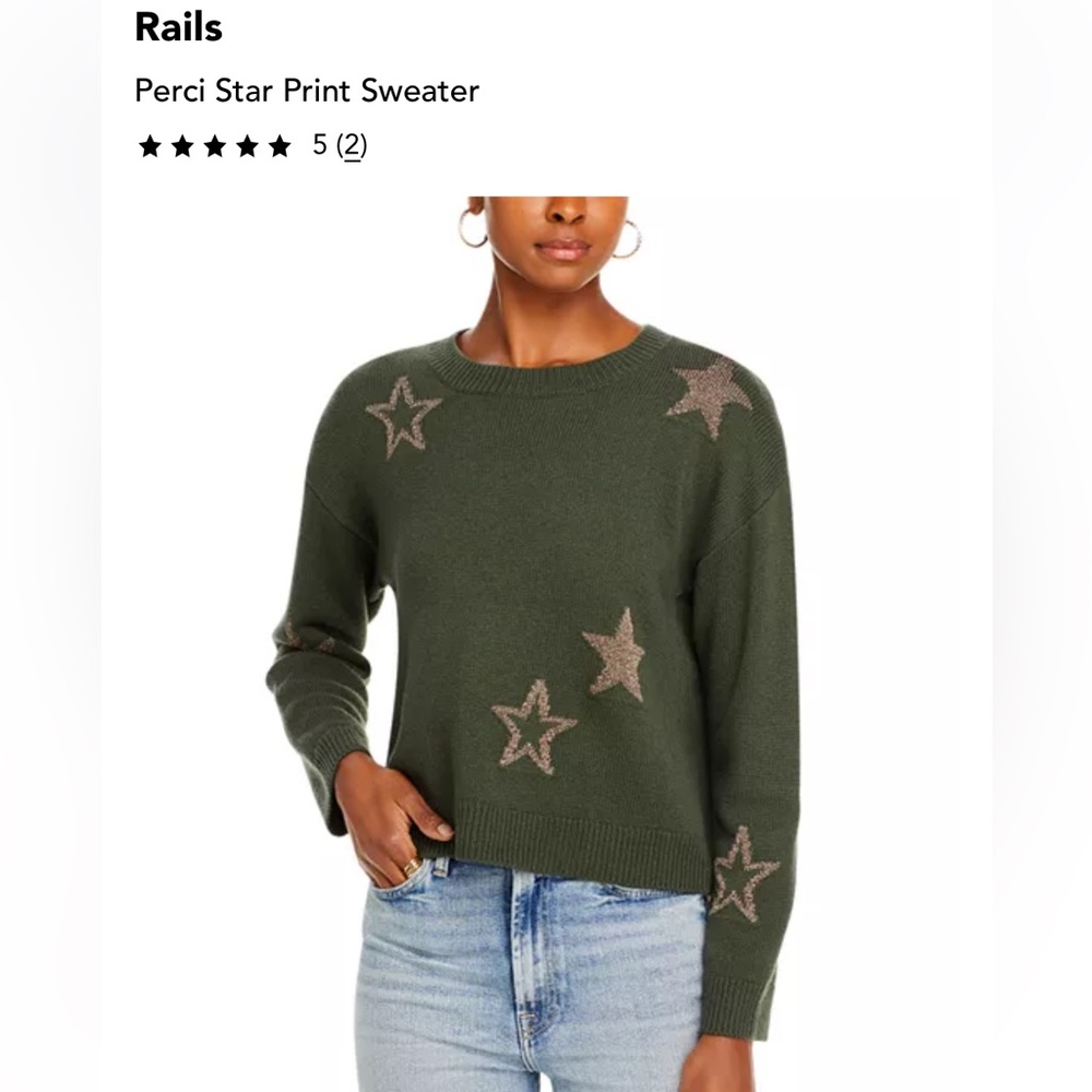 Rails Olive Star Print Sweater NWOT